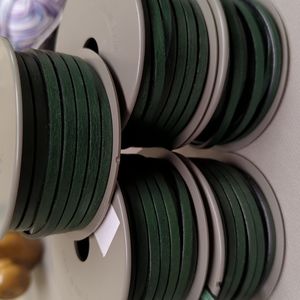 5 rolls of green leather chording  05x02 MM each 10 MTR long.